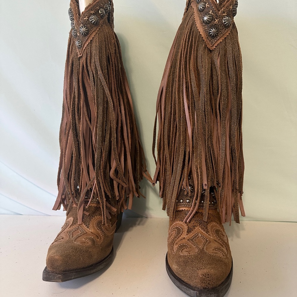 Double D Ranch Prescott Boots Brown Fringe | W's size 10 - Picture 6 of 8